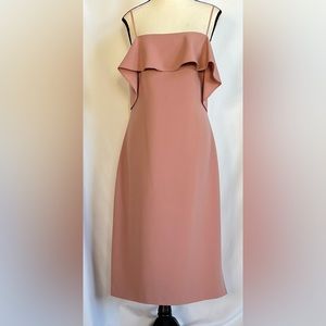 NWT - Theory - Aileen Dusty Rose Modern Crepe Off Shoulder Dress - Size 10